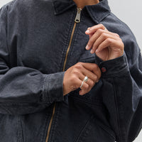 Kapital Denim Bone Lining Reversible Zip Up Work Jacket, Black x Black