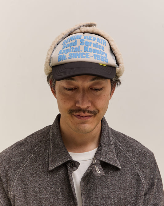 Kapital Denim Repair Service Lumber Trucker Cap, Gryxblk