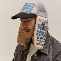 Kapital Denim Repair Service Lumber Trucker Cap, Gryxblk