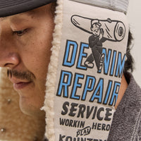 Kapital Denim Repair Service Lumber Trucker Cap, Gryxblk