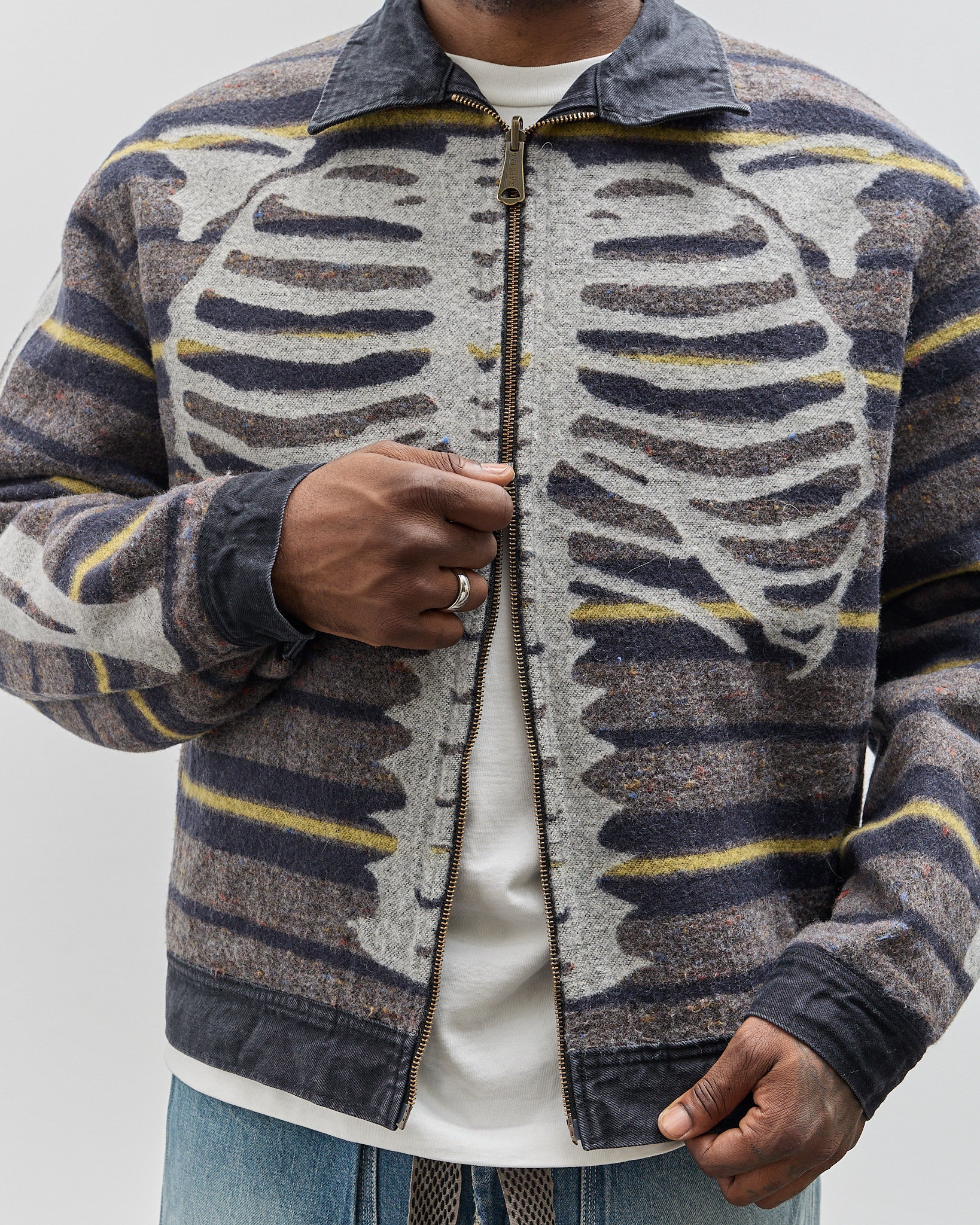 Kapital Unisex Denim Bone Lining Reversible Zip Up Work Kapital Unisex Denim Bone Lining Reversible Zip Up Work