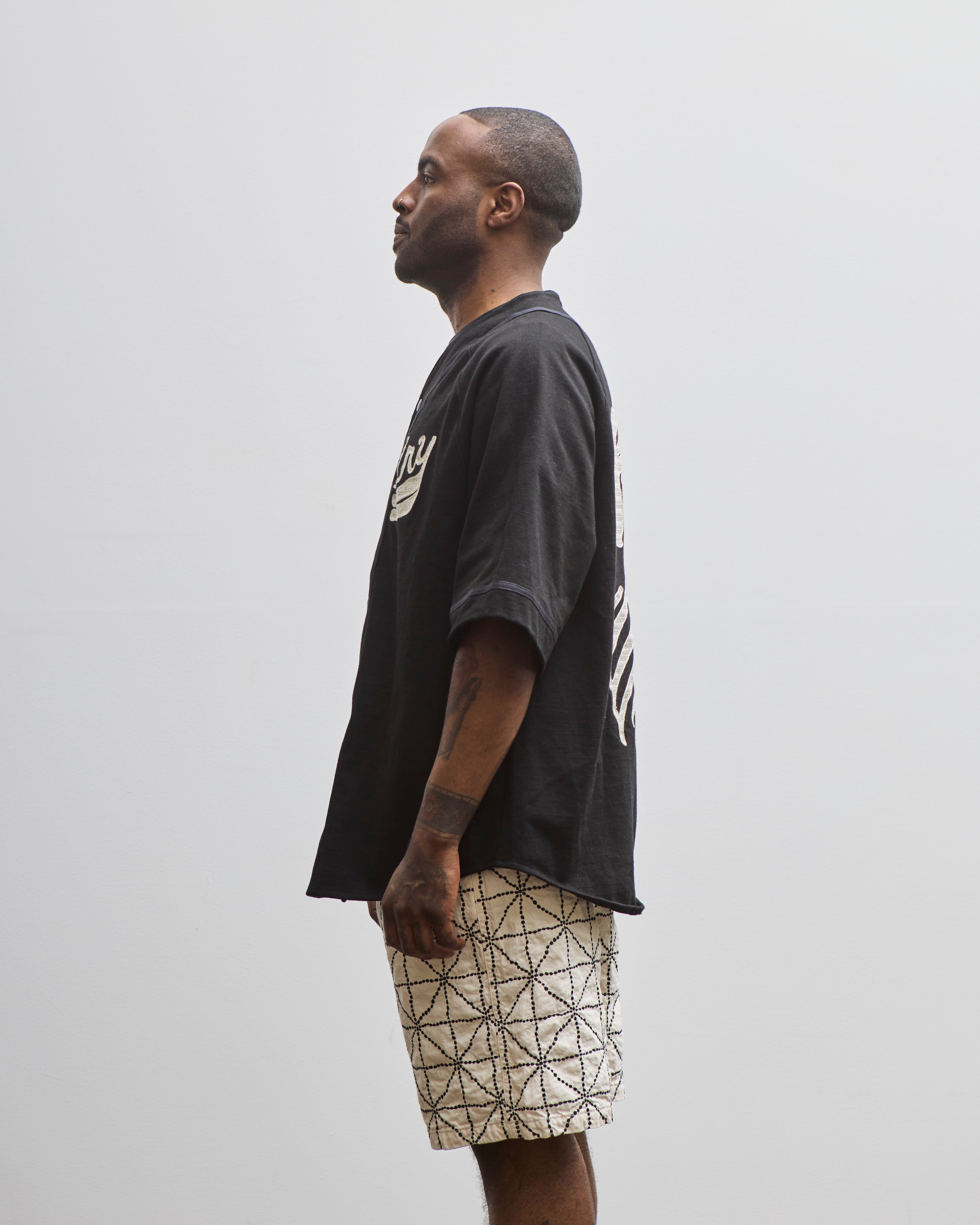 Kapital Densed Bone Jersey Baseball Shirt, Black – Glasswing