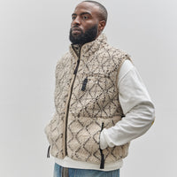 Kapital Do-Gi Sashiko Boa Fleece Reversible Vest, Ecru