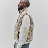 Kapital Do-Gi Sashiko Boa Fleece Reversible Vest, Ecru