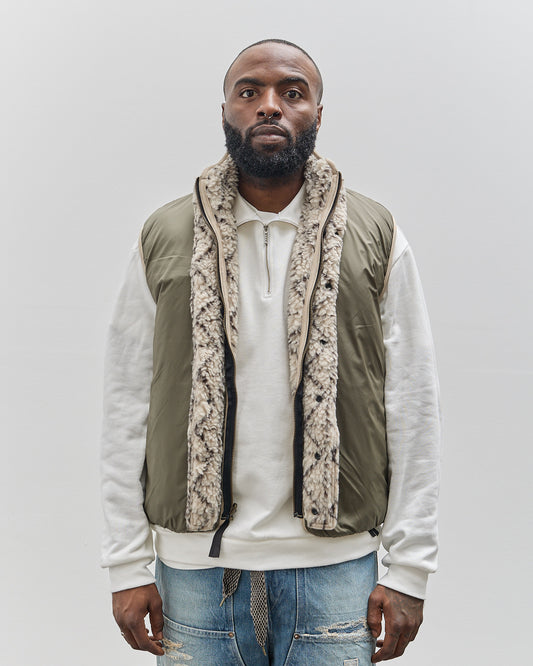 Kapital Do-Gi Sashiko Boa Fleece Reversible Vest, Ecru – Glasswing