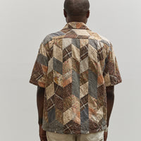 Kapital Unisex Drizzle Open Collar Shirt, Brown YABANE Quilt Patchwork