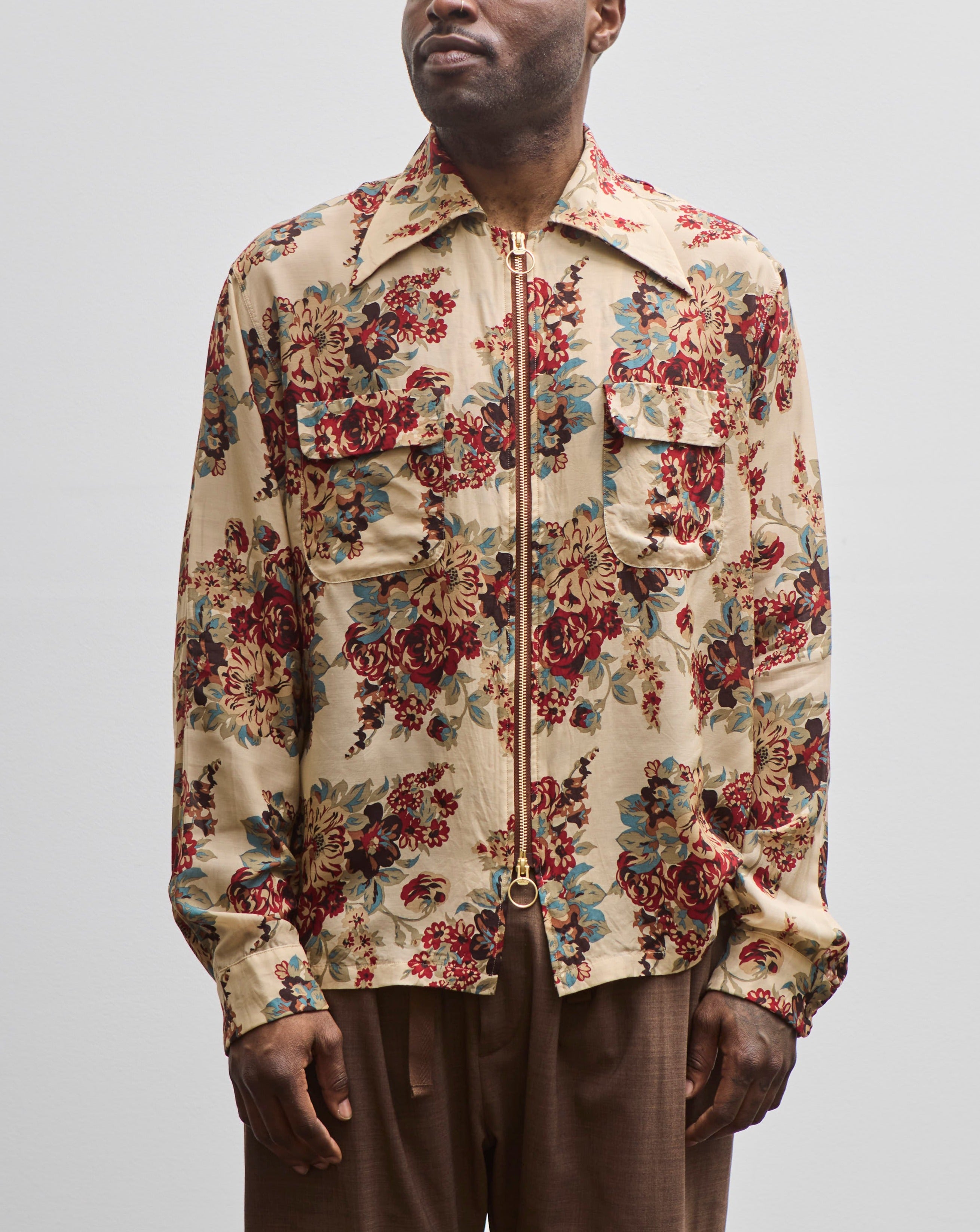 Kapital Drizzle Open Collar Shirt, Ecru Champetre Maria