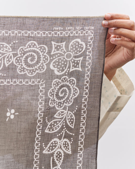 Kapital Escargot Flower Bandana, 30x30, Khaki