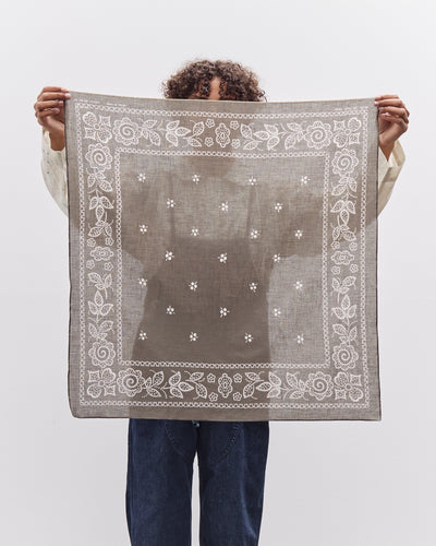 Kapital Escargot Flower Bandana, 30x30, Khaki
