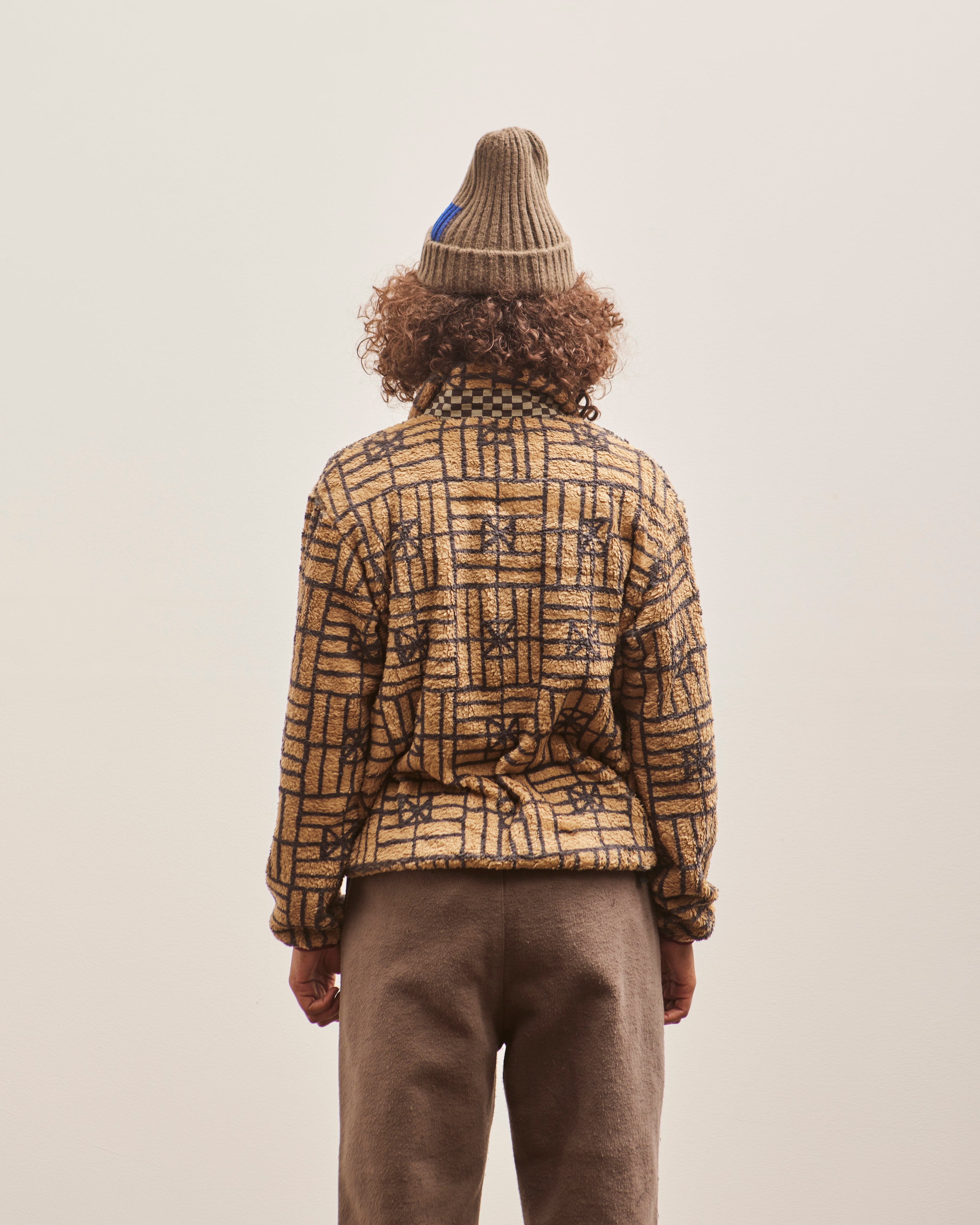 Kapital FOLK DOMINO Fleece ZIP Blouson, Beige – Glasswing