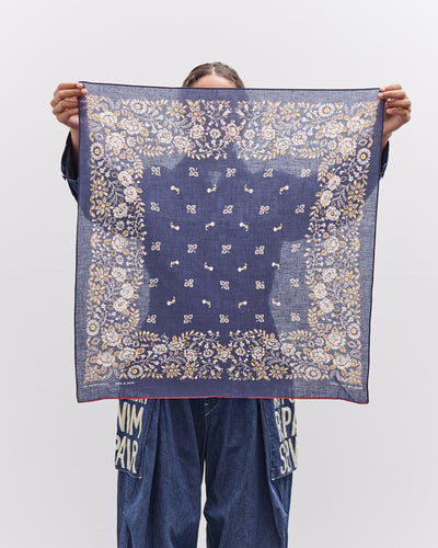 Kapital Fastcolor Selvedge Bandana, Churchill Garden Large, Purple