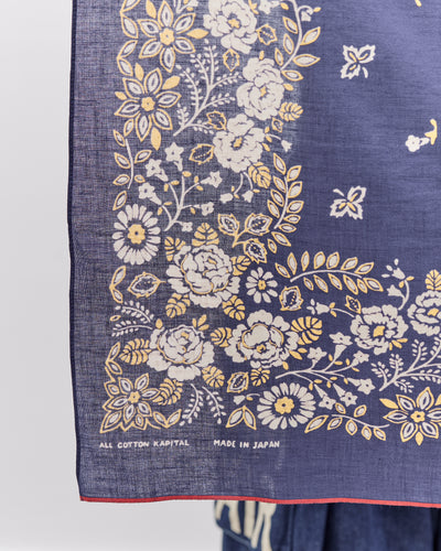 Kapital Fastcolor Selvedge Bandana, Churchill Garden Large, Purple