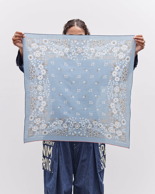 Kapital Fastcolor Selvedge Bandana, Churchill Garden Large, Sax