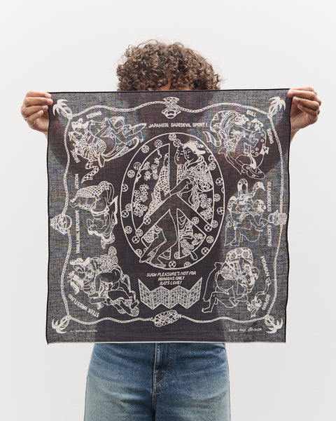 KAPITAL fastcolor セルビッチバンダナ(YOBAI) Kapital Fastcolor Selvedge Bandana (YOBAI), Black – Glasswing