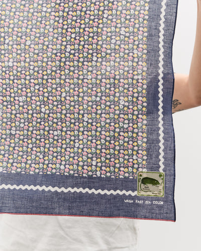 Kapital Fastcolor Skull & Flower Bandana, Navy