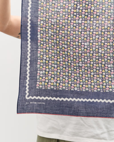 Kapital Fastcolor Skull & Flower Bandana, Navy