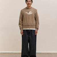 Kapital Fly Goose Wool Crew Neck Sweater Unisex, Beige