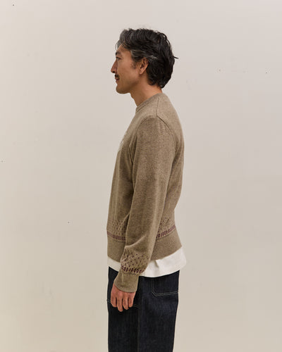 Kapital Fly Goose Wool Crew Neck Sweater Unisex, Beige