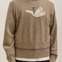 Kapital Fly Goose Wool Crew Neck Sweater Unisex, Beige
