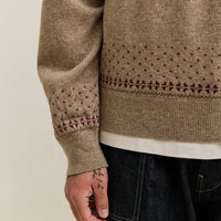 Kapital Fly Goose Wool Crew Neck Sweater Unisex, Beige