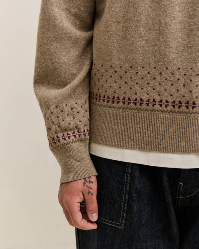 Kapital Fly Goose Wool Crew Neck Sweater Unisex, Beige