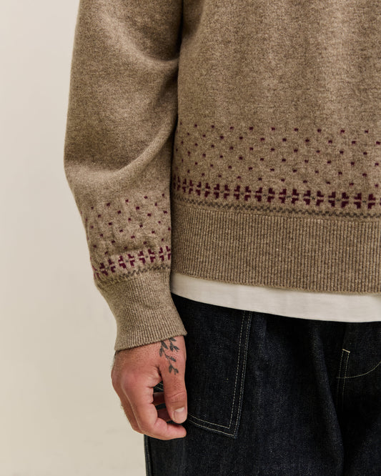 Kapital Fly Goose Wool Crew Neck Sweater Unisex, Beige