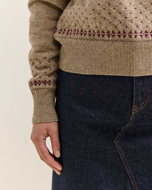 Kapital Fly Goose Wool Crew Neck Sweater, Beige