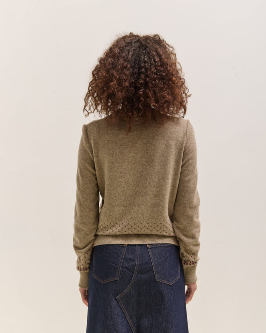 Kapital Fly Goose Wool Crew Neck Sweater, Beige