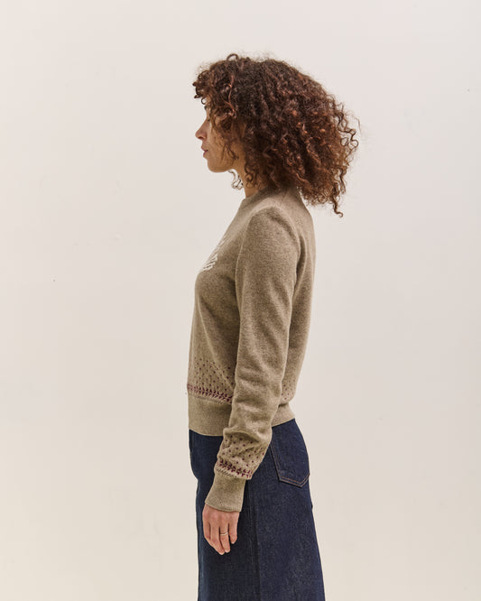 Kapital Fly Goose Wool Crew Neck Sweater, Beige