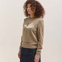 Kapital Fly Goose Wool Crew Neck Sweater, Beige
