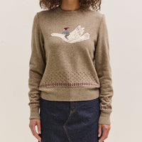 Kapital Fly Goose Wool Crew Neck Sweater, Beige