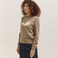 Kapital Fly Goose Wool Crew Neck Sweater, Beige