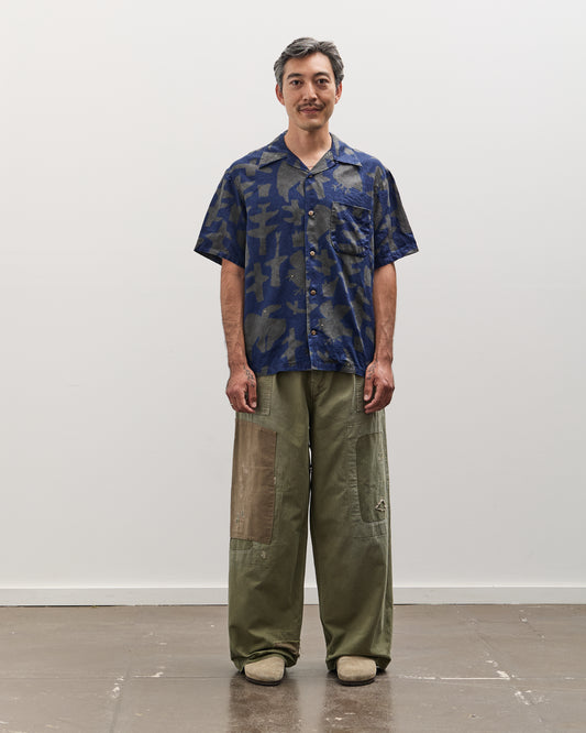 Kapital French Cloth Linen GUIDING LIGHT RAVEN-dye Aloha Shirt, IDG