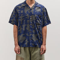 Kapital French Cloth Linen GUIDING LIGHT RAVEN-dye Aloha Shirt, IDG