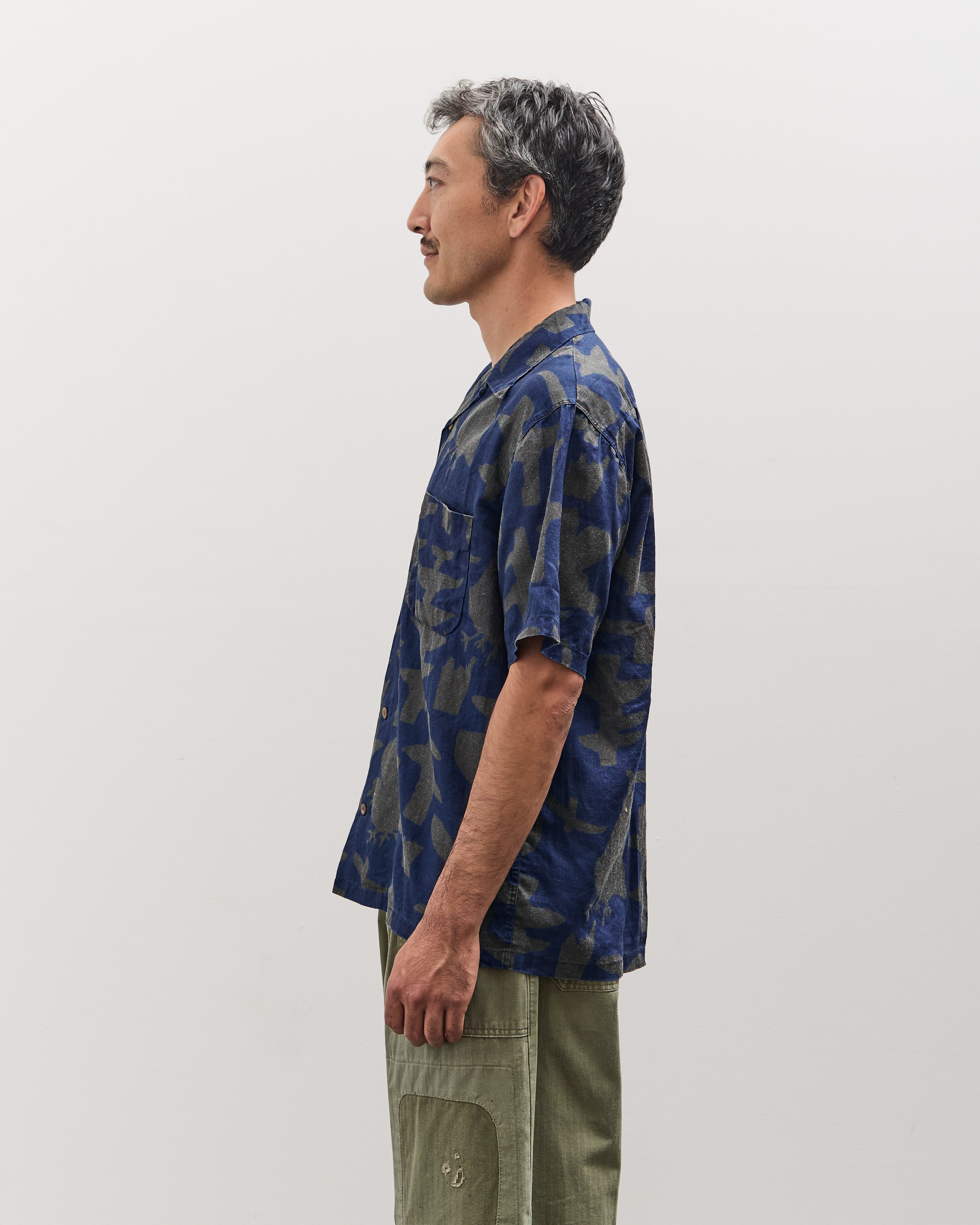Kapital French Cloth Linen GUIDING LIGHT RAVEN-dye Aloha Shirt