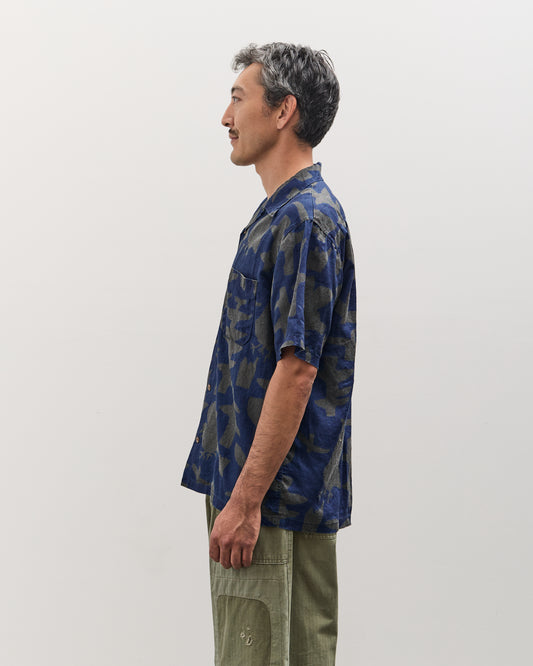 Kapital French Cloth Linen GUIDING LIGHT RAVEN-dye Aloha Shirt, IDG