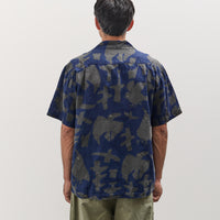 Kapital French Cloth Linen GUIDING LIGHT RAVEN-dye Aloha Shirt, IDG