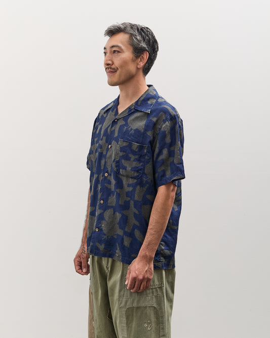 Kapital French Cloth Linen GUIDING LIGHT RAVEN-dye Aloha Shirt, IDG