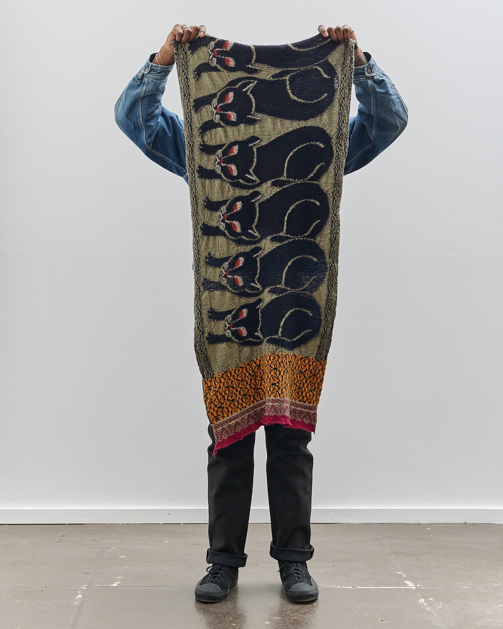 Kapital Fulling Wool Scarf Bagdad Cat, Green – Glasswing