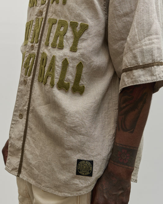 Kapital Unisex GREAT KOUNTRY Baseball Shirt, Beige French Linen