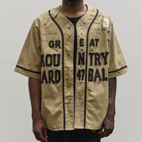 Kapital Unisex GREAT KOUNTRY Damaged Baseball Shirt, Beige