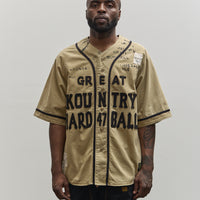 Kapital Unisex GREAT KOUNTRY Damaged Baseball Shirt, Beige