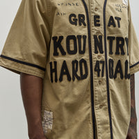 Kapital Unisex GREAT KOUNTRY Damaged Baseball Shirt, Beige