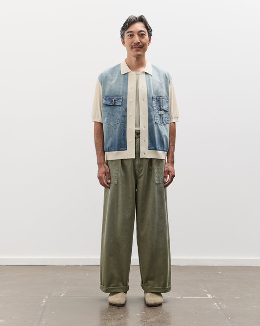Kapital Herringbone FATIGUE Baggy Pants, Khaki