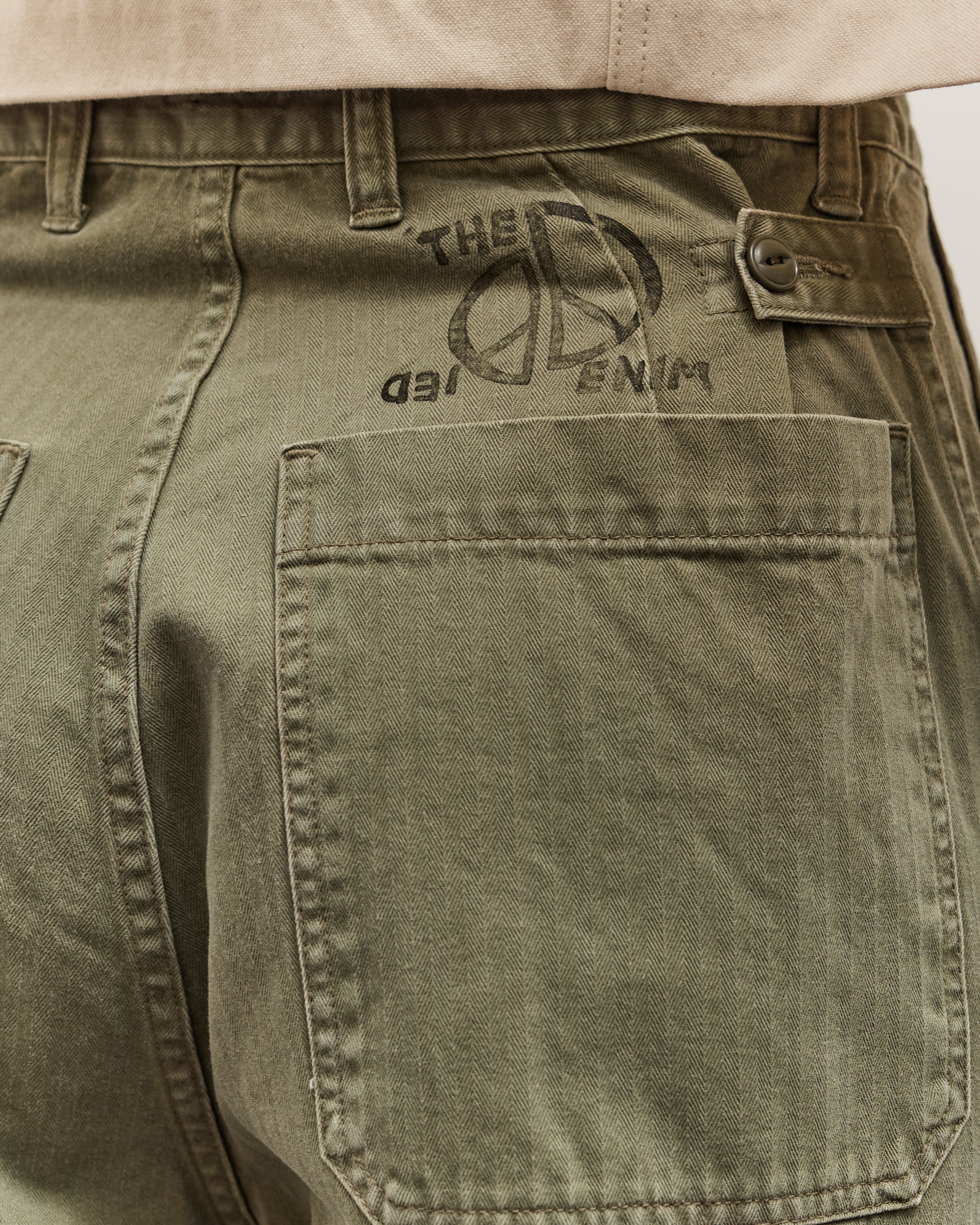 Kapital Herringbone FATIGUE Baggy Pants, Khaki – Glasswing