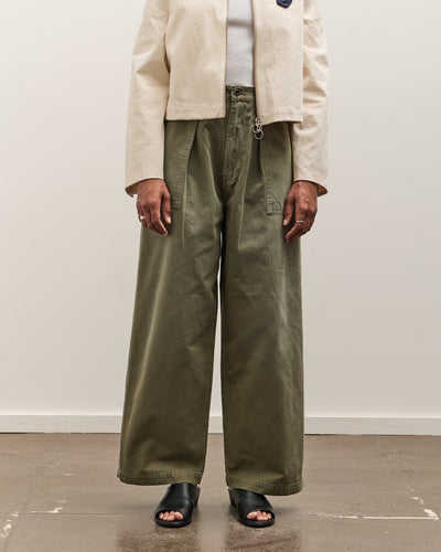 Kapital Herringbone FATIGUE Baggy Pants, Khaki