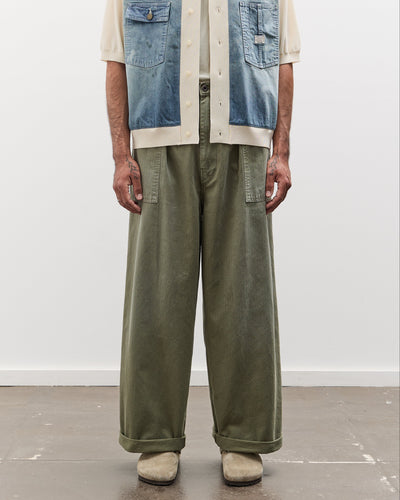 Kapital Herringbone FATIGUE Baggy Pants, Khaki