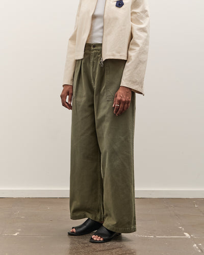 Kapital Herringbone FATIGUE Baggy Pants, Khaki