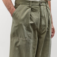 Kapital Herringbone FATIGUE Baggy Pants, Khaki