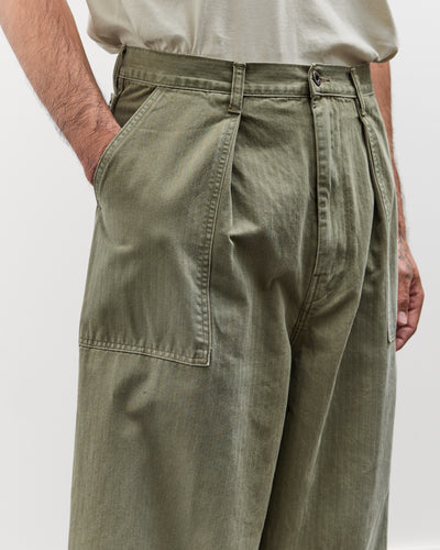Kapital Herringbone FATIGUE Baggy Pants, Khaki